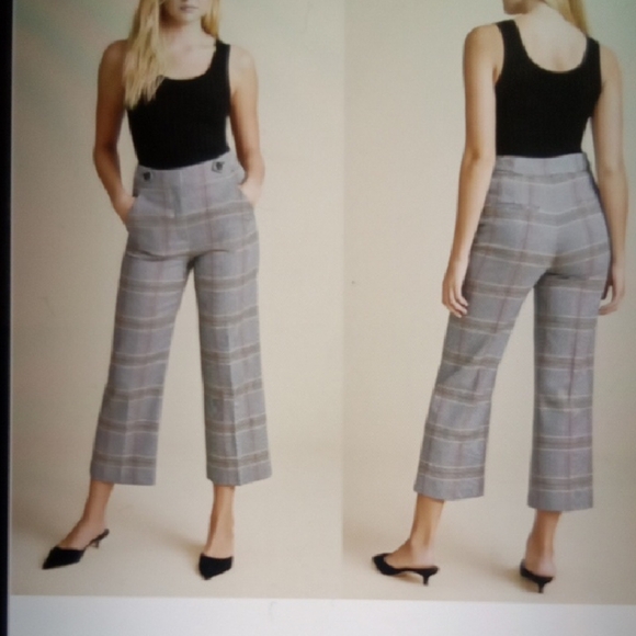 Veronica Beard Isley High Rise Checked Cotton Blend Office Work Wear 8 - Picture 1 of 13